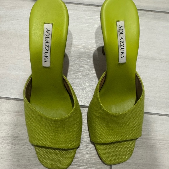 Aquazzura Green Mules with Textured Strap